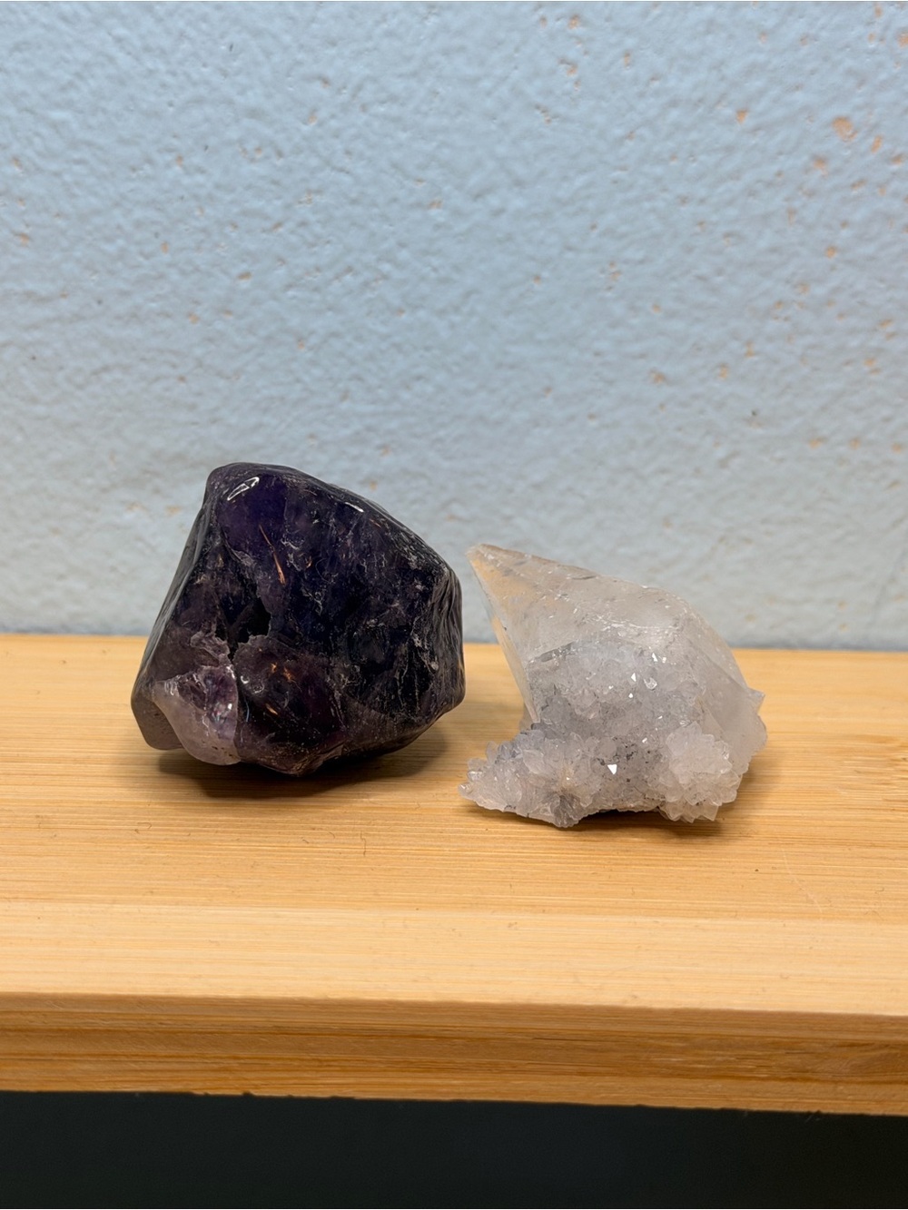 #474 Natural Amethyst and Clear Quartz Crystal Pair - Purple and White